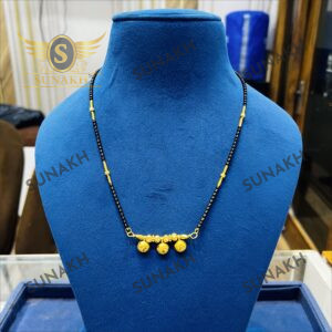 LIGHT WEIGHT GOLD DISC BLACK BEAD MANGALSUTRA