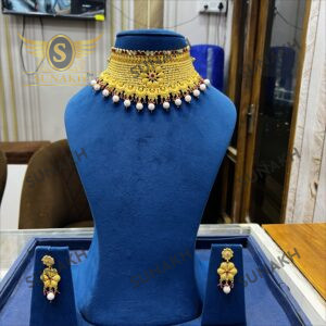 PEARL HANGING HEAVY DESIGN CHOKER SET